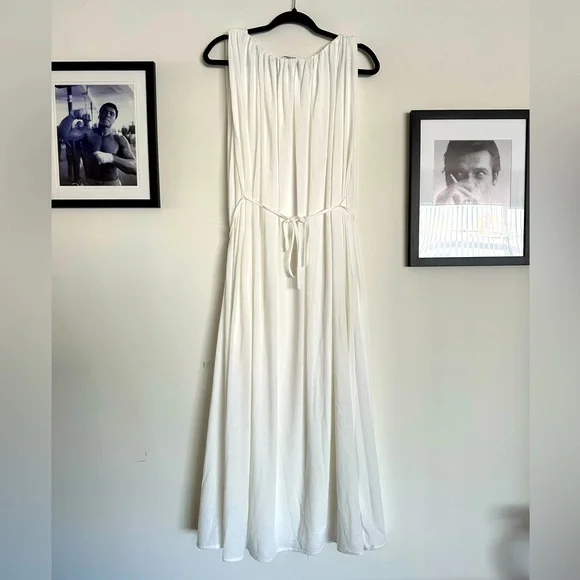 h&m white pleated dress NWT Divided H&M Mini Dress White Pleated Bodice Smocking Puff Sleeves Lined XS